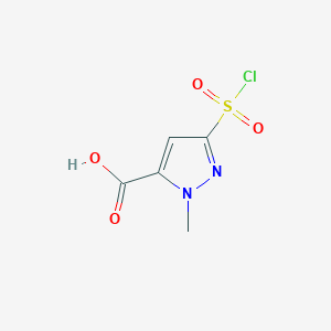 molecular formula C5H5ClN2O4S B13467355 3-(chlorosulfonyl)-1-methyl-1H-pyrazole-5-carboxylic acid 