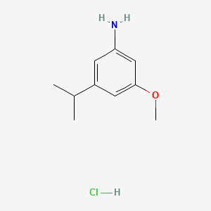 molecular formula C10H16ClNO B13467434 3-Methoxy-5-(propan-2-yl)aniline hydrochloride 