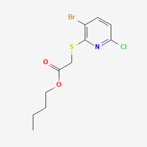 molecular formula C11H13BrClNO2S B13467708 Butyl 2-[(3-bromo-6-chloropyridin-2-yl)sulfanyl]acetate 