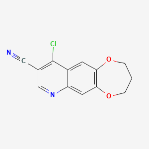 molecular formula C13H9ClN2O2 B1346777 10-氯-2H,3H,4H-[1,4]二氧杂环戊二烯并[2,3-g]喹啉-9-碳腈 CAS No. 1017037-61-4