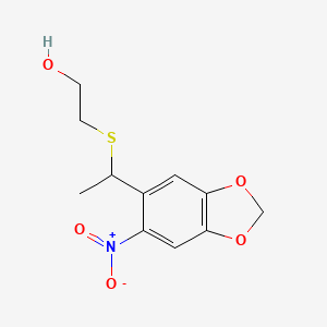 molecular formula C11H13NO5S B13467791 2-[[1-(6-Nitrobenzo[d][1,3]dioxol-5-yl)ethyl]thio]ethanol 