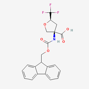 molecular formula C21H18F3NO5 B13467809 rac-(3R,5R)-3-({[(9H-fluoren-9-yl)methoxy]carbonyl}amino)-5-(trifluoromethyl)oxolane-3-carboxylic acid 