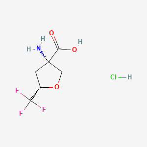 molecular formula C6H9ClF3NO3 B13467829 rac-(3R,5R)-3-amino-5-(trifluoromethyl)oxolane-3-carboxylic acid hydrochloride 