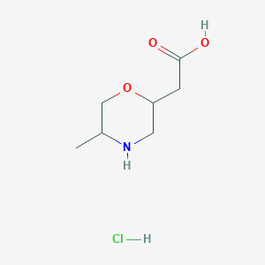 molecular formula C7H14ClNO3 B13467871 2-(5-Methylmorpholin-2-yl)acetic acid hydrochloride 