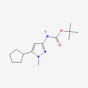 molecular formula C14H23N3O2 B13467913 tert-butyl N-(5-cyclopentyl-1-methyl-1H-pyrazol-3-yl)carbamate 