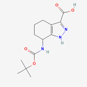 molecular formula C13H19N3O4 B13467914 7-{[(tert-butoxy)carbonyl]amino}-4,5,6,7-tetrahydro-1H-indazole-3-carboxylic acid 