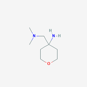 molecular formula C8H18N2O B13467991 4-[(Dimethylamino)methyl]oxan-4-amine 