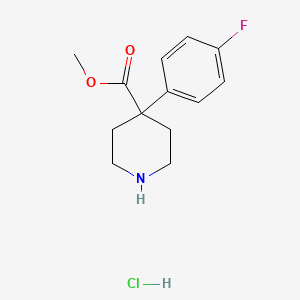 molecular formula C13H17ClFNO2 B13468041 Methyl 4-(4-fluorophenyl)piperidine-4-carboxylate hydrochloride 