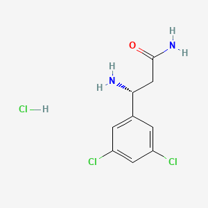 molecular formula C9H11Cl3N2O B13468180 rel-(3R)-3-amino-3-(3,5-dichlorophenyl)propanamide hydrochloride 