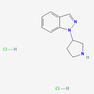 molecular formula C11H15Cl2N3 B13468211 1-(pyrrolidin-3-yl)-1H-indazoledihydrochloride 