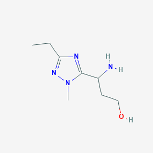 molecular formula C8H16N4O B13468226 3-Amino-3-(3-ethyl-1-methyl-1h-1,2,4-triazol-5-yl)propan-1-ol 