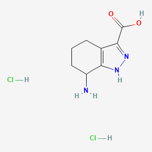 molecular formula C8H13Cl2N3O2 B13468428 7-amino-4,5,6,7-tetrahydro-2H-indazole-3-carboxylic acid dihydrochloride 