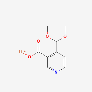 molecular formula C9H10LiNO4 B13468526 Lithium(1+)4-(dimethoxymethyl)pyridine-3-carboxylate 