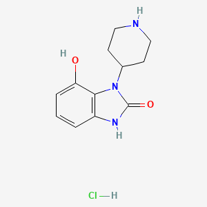 molecular formula C12H16ClN3O2 B13468635 7-hydroxy-1-(piperidin-4-yl)-2,3-dihydro-1H-1,3-benzodiazol-2-one hydrochloride 