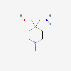 molecular formula C8H18N2O B13468725 [4-(Aminomethyl)-1-methylpiperidin-4-yl]methanol 