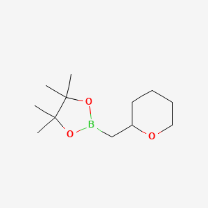 molecular formula C12H23BO3 B13468744 4,4,5,5-Tetramethyl-2-[(oxan-2-yl)methyl]-1,3,2-dioxaborolane 