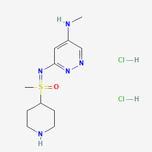 molecular formula C11H21Cl2N5OS B13469357 Methyl({[5-(methylamino)pyridazin-3-yl]imino})(piperidin-4-yl)-lambda6-sulfanone dihydrochloride 