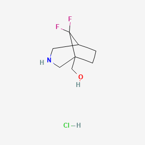 molecular formula C8H14ClF2NO B13469484 {8,8-Difluoro-3-azabicyclo[3.2.1]octan-1-yl}methanol hydrochloride 