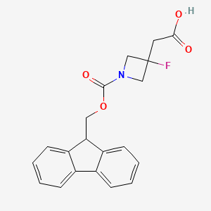 molecular formula C20H18FNO4 B13469583 2-(1-{[(9H-fluoren-9-yl)methoxy]carbonyl}-3-fluoroazetidin-3-yl)acetic acid 