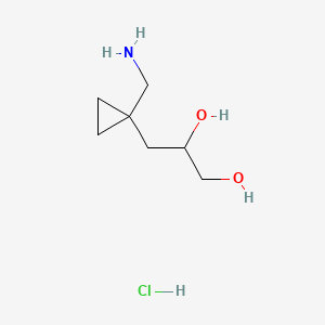 molecular formula C7H16ClNO2 B13469659 3-[1-(Aminomethyl)cyclopropyl]propane-1,2-diol hydrochloride 