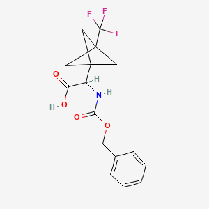 molecular formula C16H16F3NO4 B13469802 2-{[(Benzyloxy)carbonyl]amino}-2-[3-(trifluoromethyl)bicyclo[1.1.1]pentan-1-yl]acetic acid 