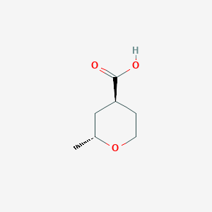 molecular formula C7H12O3 B13469891 rac-(2R,4S)-2-methyloxane-4-carboxylic acid 