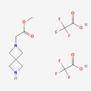 molecular formula C12H16F6N2O6 B13469925 Methyl 2-{2,6-diazaspiro[3.3]heptan-2-yl}acetate, bis(trifluoroacetic acid) CAS No. 2913241-05-9