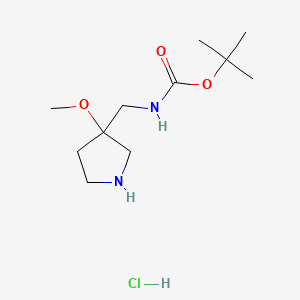 molecular formula C11H23ClN2O3 B13469968 tert-butyl N-[(3-methoxypyrrolidin-3-yl)methyl]carbamate hydrochloride CAS No. 2913244-69-4