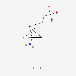 molecular formula C9H15ClF3N B13470012 3-(4,4,4-Trifluorobutyl)bicyclo[1.1.1]pentan-1-amine hydrochloride 