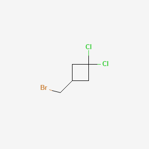 molecular formula C5H7BrCl2 B13470016 3-(Bromomethyl)-1,1-dichlorocyclobutane 