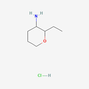 molecular formula C7H16ClNO B13470276 2-Ethyloxan-3-amine hydrochloride 