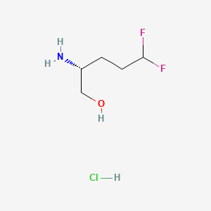 molecular formula C5H12ClF2NO B13470364 (2R)-2-amino-5,5-difluoropentan-1-ol hydrochloride 