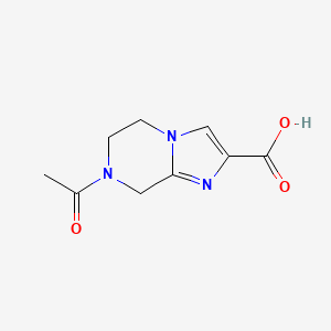 molecular formula C9H11N3O3 B13470440 7-acetyl-5H,6H,7H,8H-imidazo[1,2-a]pyrazine-2-carboxylic acid 