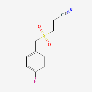 molecular formula C10H10FNO2S B13470497 3-[(4-Fluorophenyl)methanesulfonyl]propanenitrile 