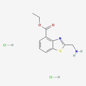 molecular formula C11H14Cl2N2O2S B13470595 Ethyl 2-(aminomethyl)-1,3-benzothiazole-4-carboxylate dihydrochloride 