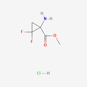 molecular formula C5H8ClF2NO2 B13470746 Methyl 1-amino-2,2-difluorocyclopropane-1-carboxylate hydrochloride CAS No. 2866307-32-4