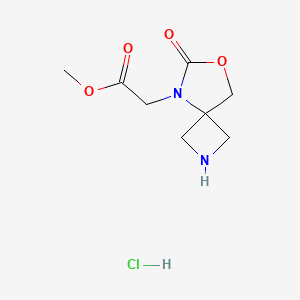 molecular formula C8H13ClN2O4 B13470771 Methyl 2-{6-oxo-7-oxa-2,5-diazaspiro[3.4]octan-5-yl}acetate hydrochloride 