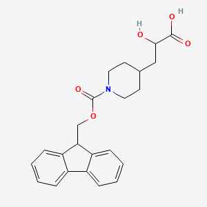 molecular formula C23H25NO5 B13470896 3-(1-{[(9H-fluoren-9-yl)methoxy]carbonyl}piperidin-4-yl)-2-hydroxypropanoic acid 