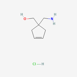 molecular formula C7H14ClNO B13470936 [1-(Aminomethyl)cyclopent-3-en-1-yl]methanol hydrochloride 