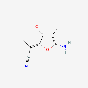 molecular formula C8H8N2O2 B13470997 2-[(2Z)-5-amino-4-methyl-3-oxo-2,3-dihydrofuran-2-ylidene]propanenitrile 