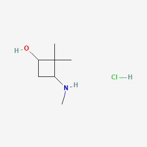 molecular formula C7H16ClNO B13471000 2,2-Dimethyl-3-(methylamino)cyclobutan-1-ol hydrochloride 