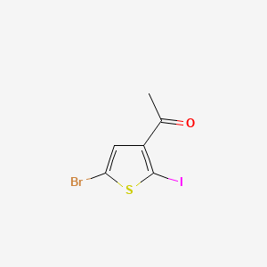 molecular formula C6H4BrIOS B13471042 1-(5-Bromo-2-iodothiophen-3-yl)ethan-1-one 