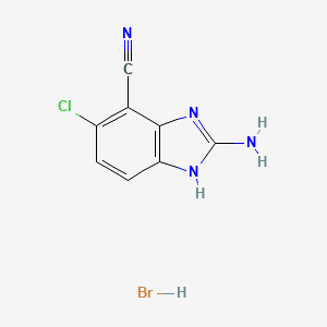 molecular formula C8H6BrClN4 B13471068 2-amino-6-chloro-1H-1,3-benzodiazole-7-carbonitrile hydrobromide 