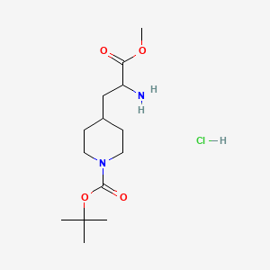 molecular formula C14H27ClN2O4 B13471085 Tert-butyl 4-(2-amino-3-methoxy-3-oxopropyl)piperidine-1-carboxylate hydrochloride 