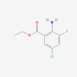 molecular formula C9H9ClINO2 B13471139 Ethyl 2-amino-5-chloro-3-iodobenzoate 