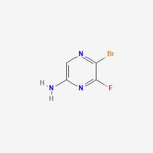 molecular formula C4H3BrFN3 B13471149 5-Bromo-6-fluoropyrazin-2-amine 