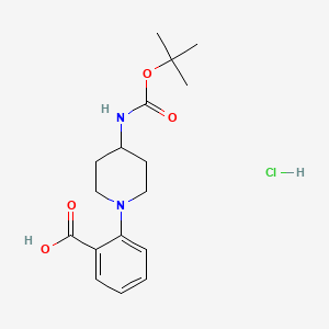 molecular formula C17H25ClN2O4 B13471157 2-(4-{[(Tert-butoxy)carbonyl]amino}piperidin-1-yl)benzoic acid hydrochloride 