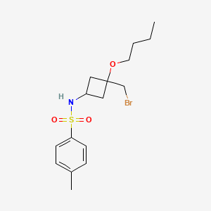 molecular formula C16H24BrNO3S B13471183 N-[3-(bromomethyl)-3-butoxycyclobutyl]-4-methylbenzene-1-sulfonamide 