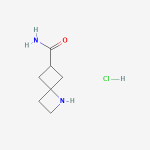 molecular formula C7H13ClN2O B13471215 (4r)-1-Azaspiro[3.3]heptane-6-carboxamidehydrochloride 