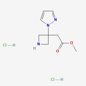 molecular formula C9H15Cl2N3O2 B13471235 methyl 2-[3-(1H-pyrazol-1-yl)azetidin-3-yl]acetate dihydrochloride CAS No. 2866308-27-0